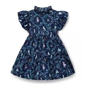 Disney Janie and Jack Frozen Dress Girls 2T Navy Blue Elsa Anna Ruffle Princess